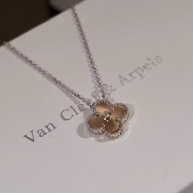 Christmas Laser Clover Pendant Necklace