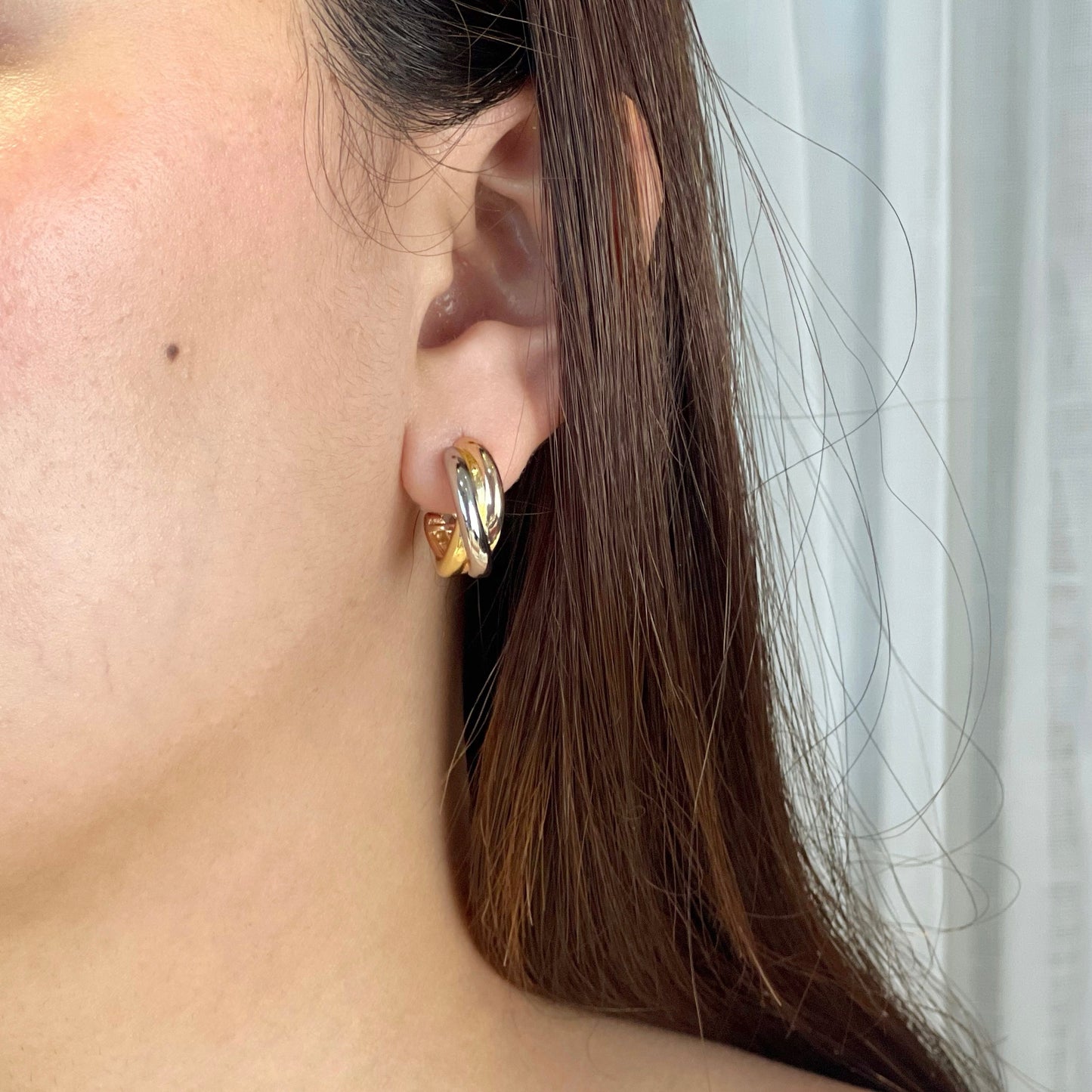Three-Color Clip-Back Earrings