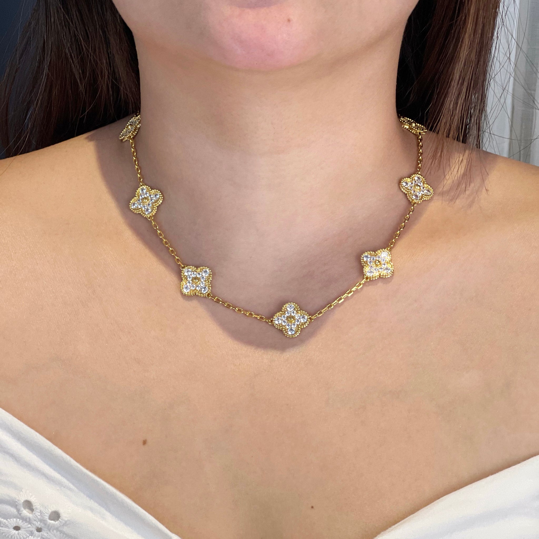 Clover 10 Station Diamond Necklace